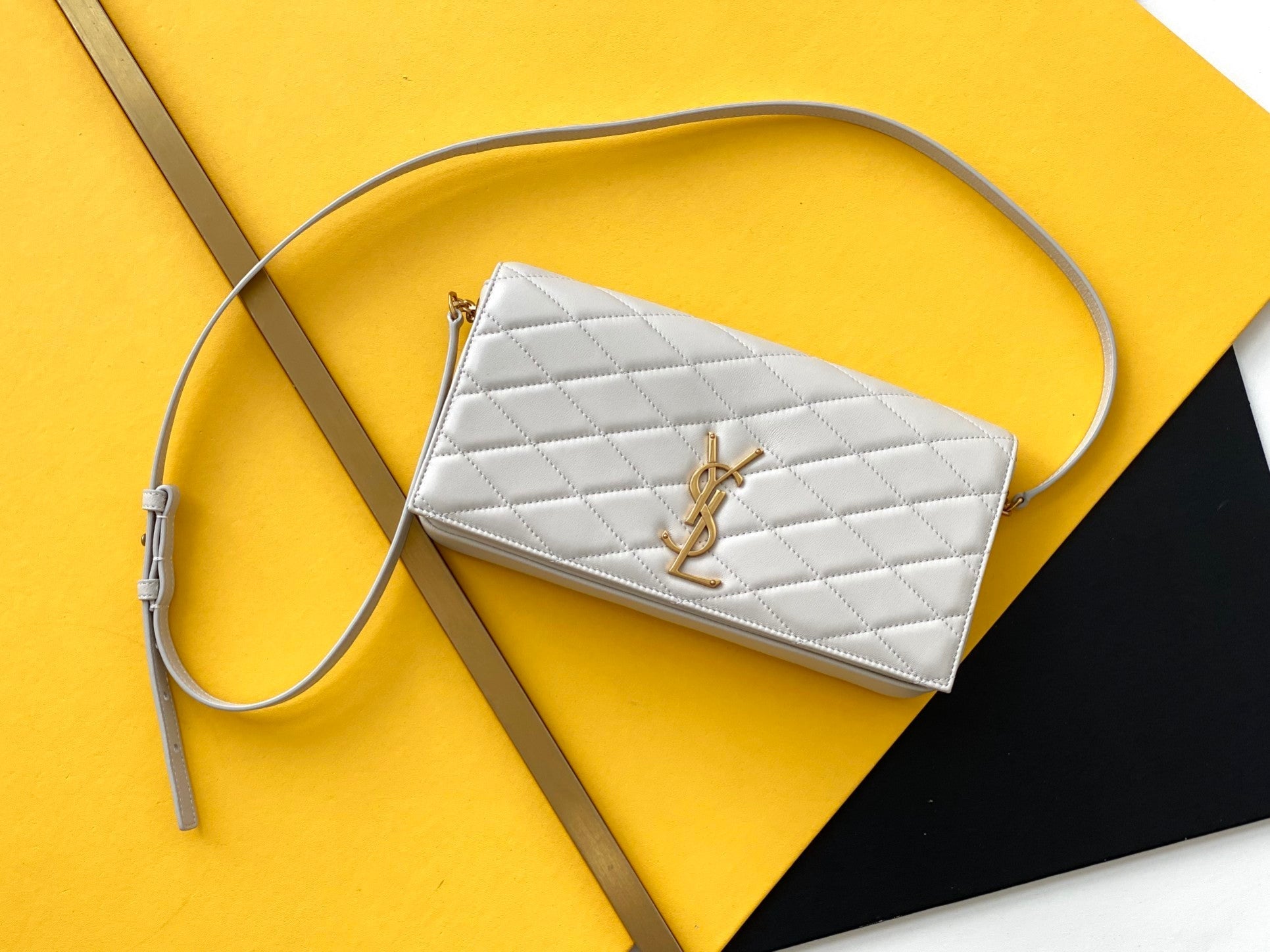 YSL Saint Laurent YSL Top Quality Kate Bag With Hardware White Gold Travel Bag
