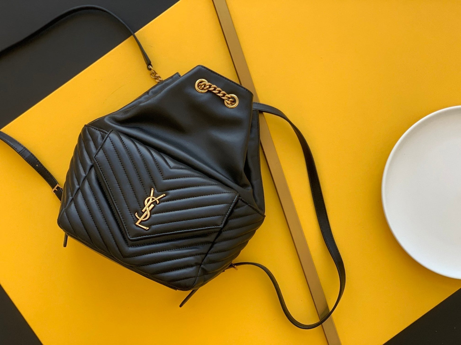 YSL Saint Laurent Joe Backpack Bronze-Toned Hardware 11.5in Monogram Black