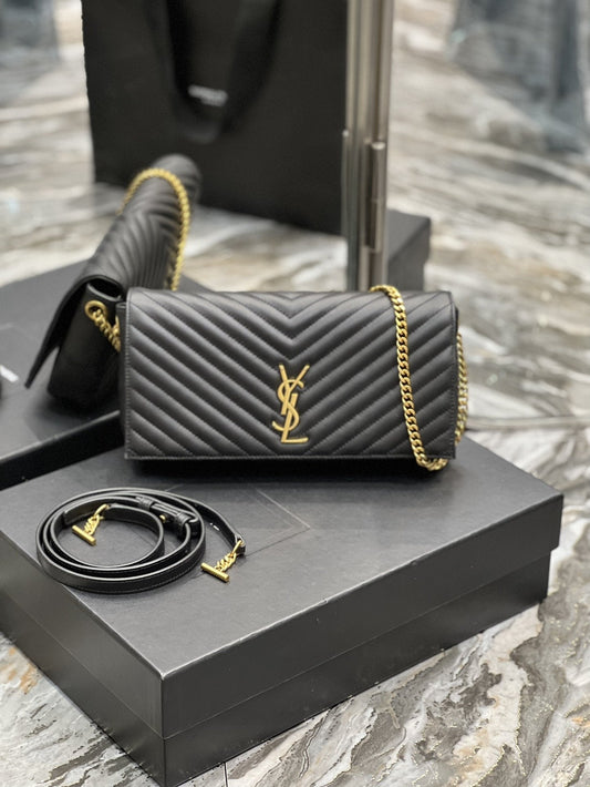YSL Saint Laurent YSL Top Quality Kata Bag With Hardware Black Gold Travel Bag
