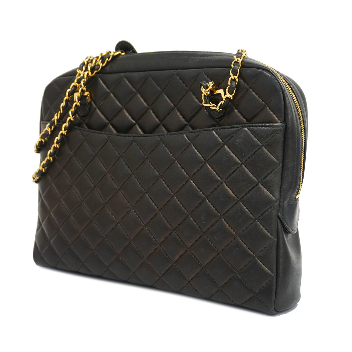 Chanel Shoulder Bag Lambskin Matelasse Black Black 15