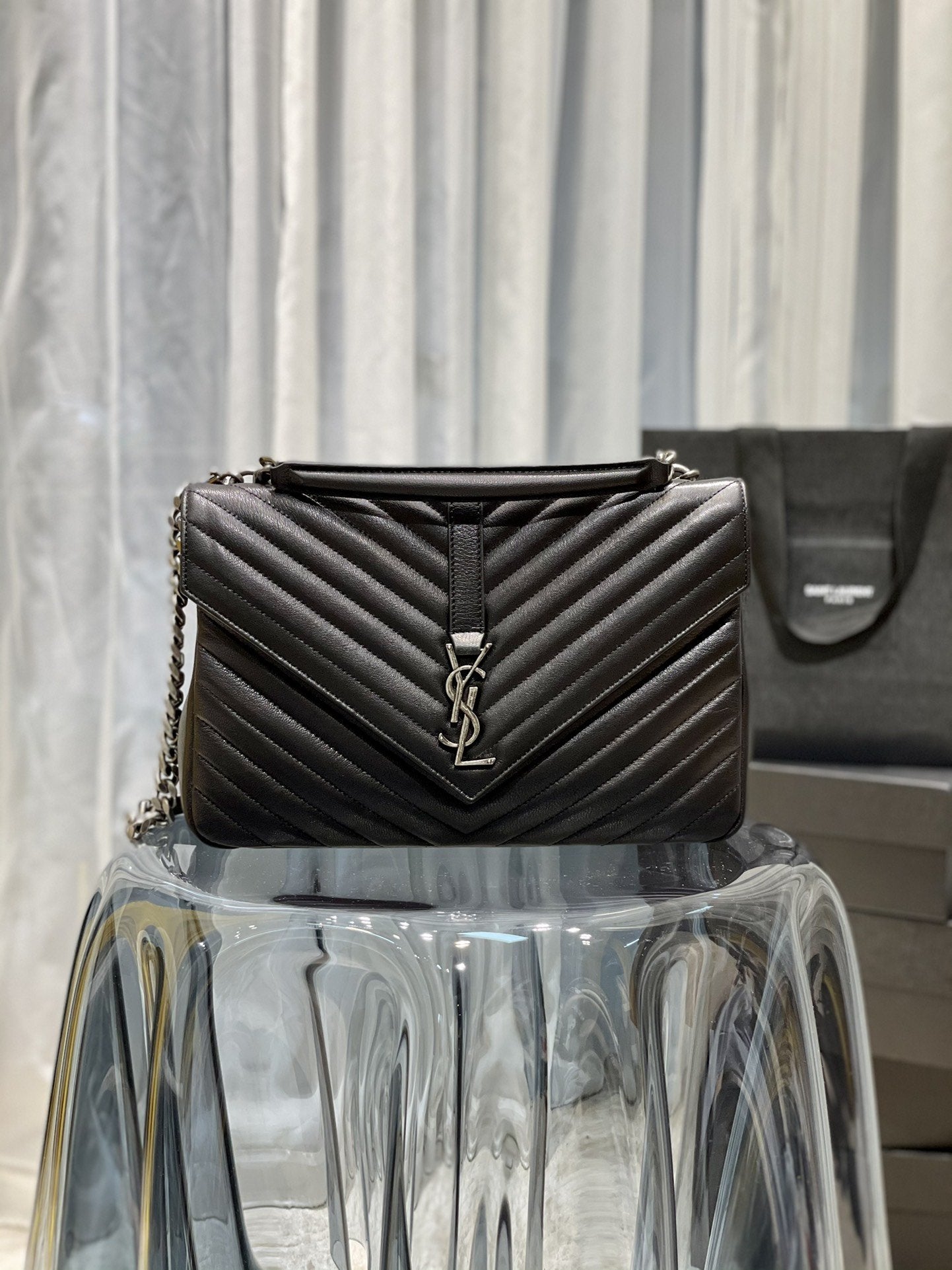 YSL Saint Laurent YSL Top Quality College Chain Bag With Black Silver Travel Bag