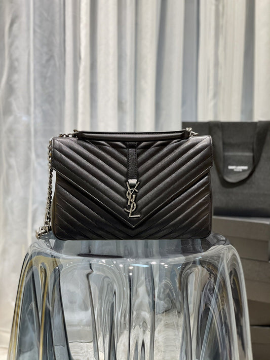 YSL Saint Laurent YSL Top Quality College Chain Bag With Black Silver Travel Bag