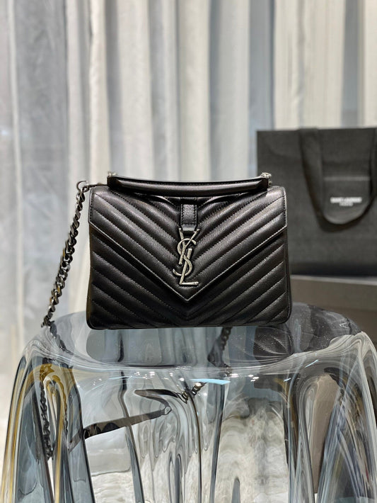YSL Saint Laurent YSL Top Quality College Metop Qualityum Bag Black Silver Travel Bag