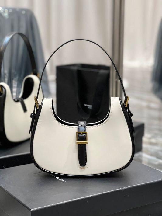 YSL Saint Laurent YSL Top Quality Le Fermoir Hobo Bag White Gold Shoulder Bag
