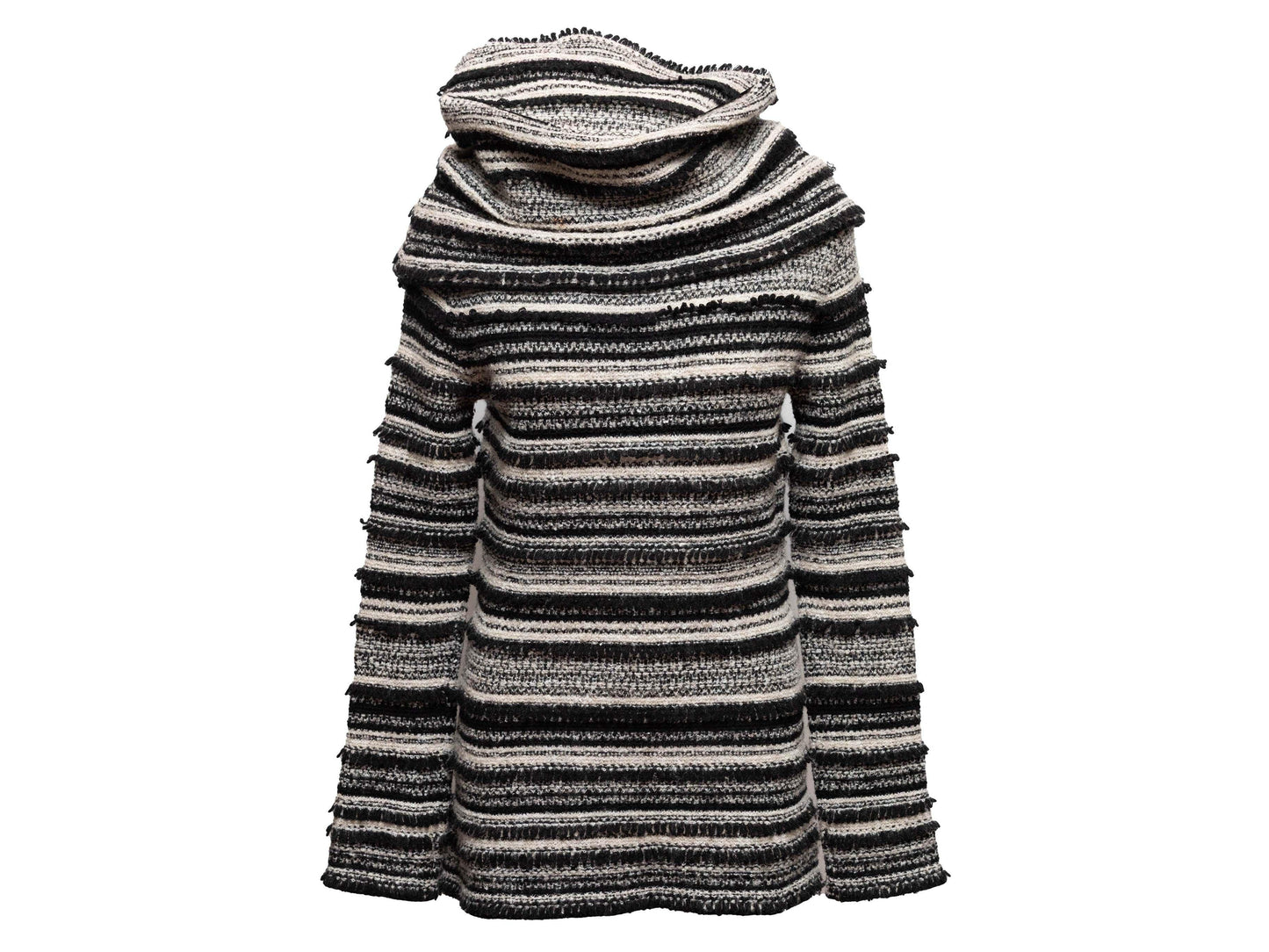 Dior Handbag & Christian Striped Wool & Cashmere-Blend Sweater Black White