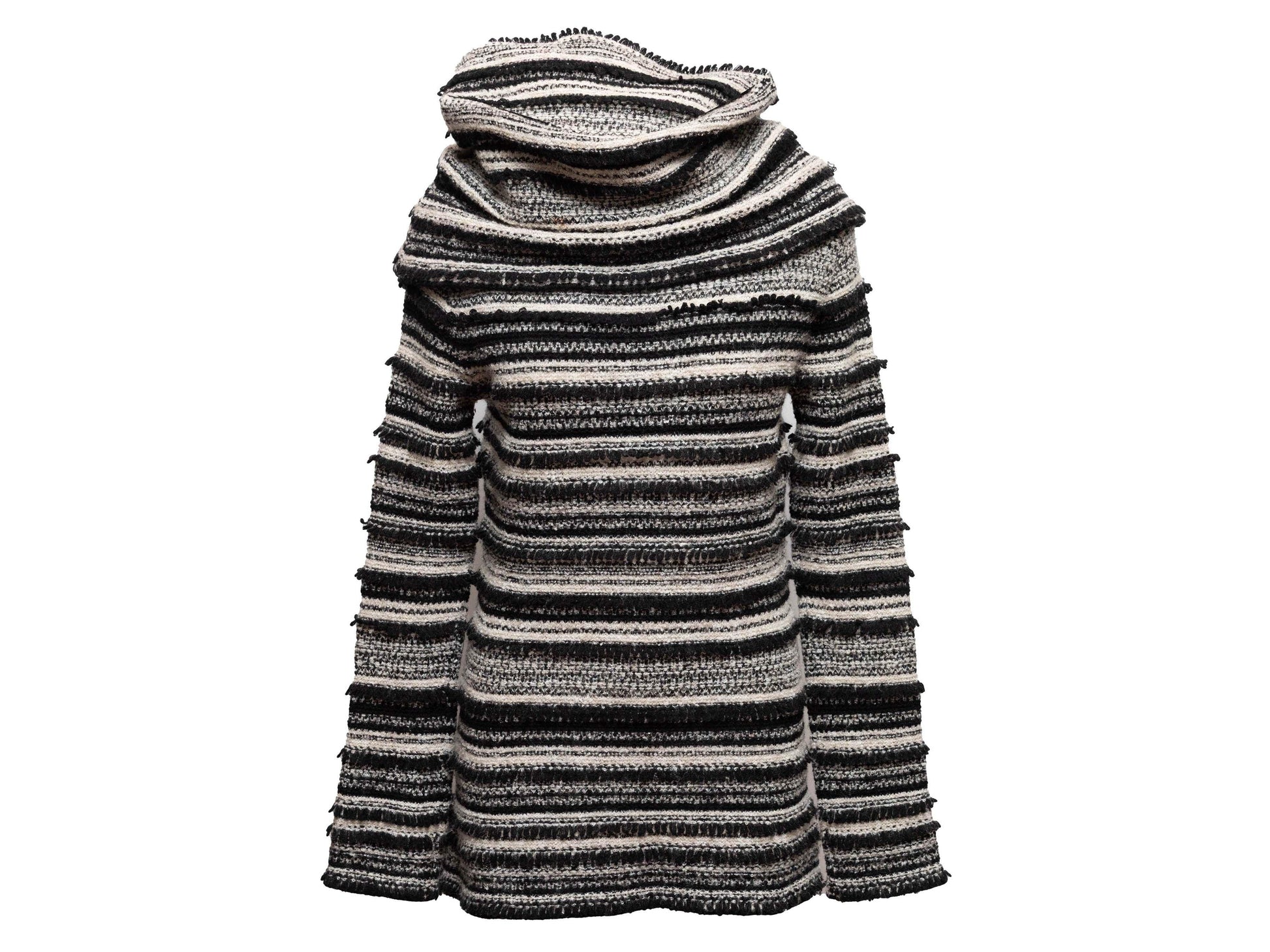 Dior Handbag & Christian Striped Wool & Cashmere-Blend Sweater Black White