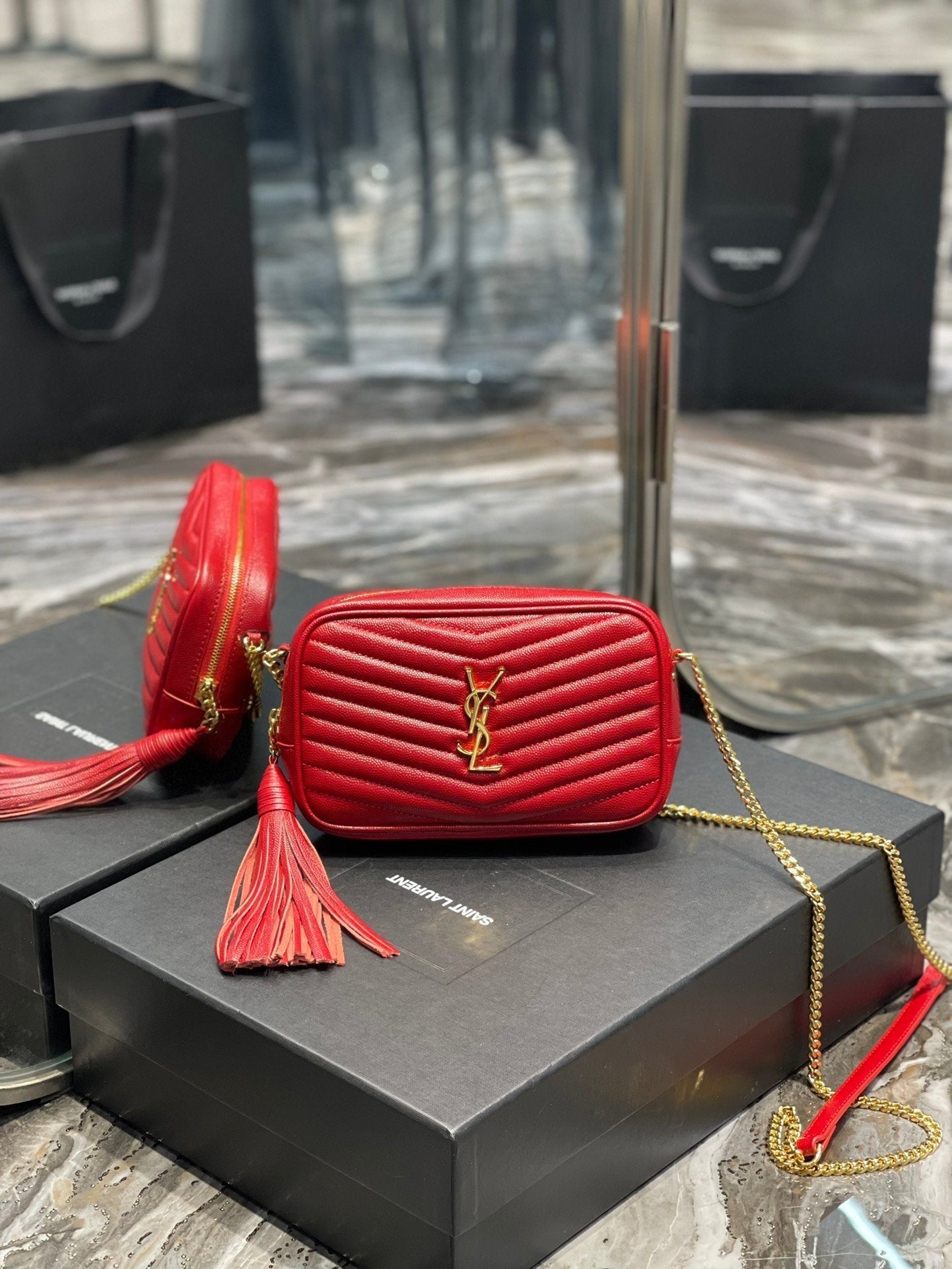 YSL Saint Laurent YSL Top Quality Lou Mini Bag In Quilted Red Travel Bag