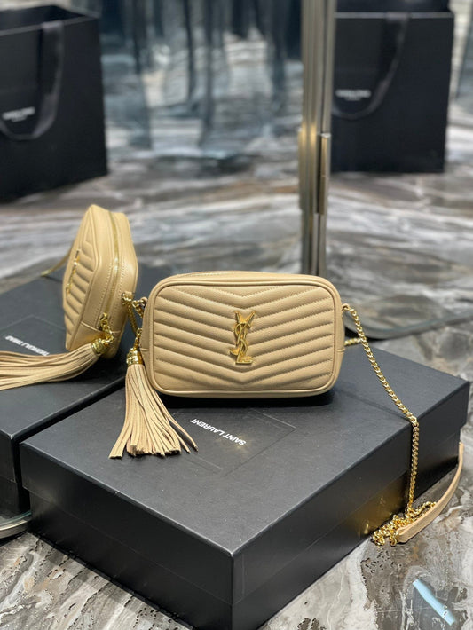 YSL Saint Laurent YSL Top Quality Lou Mini Bag In Quilted Beige Travel Bag