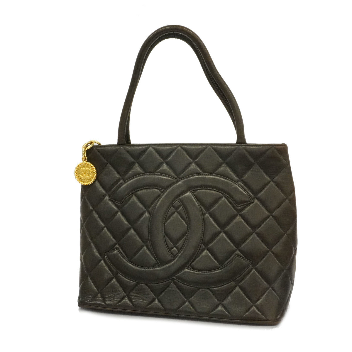 Chanel Tote Bag Lambskin Black Brown