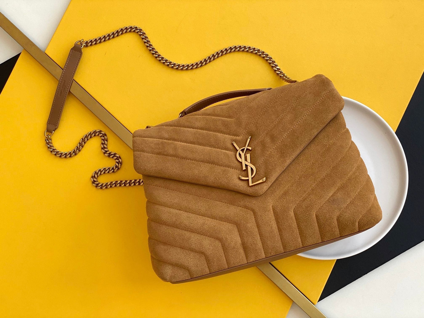 YSL Saint Laurent YSL Top Quality Loulou Metop Qualityum Chain Matelasse Brown Travel Bag