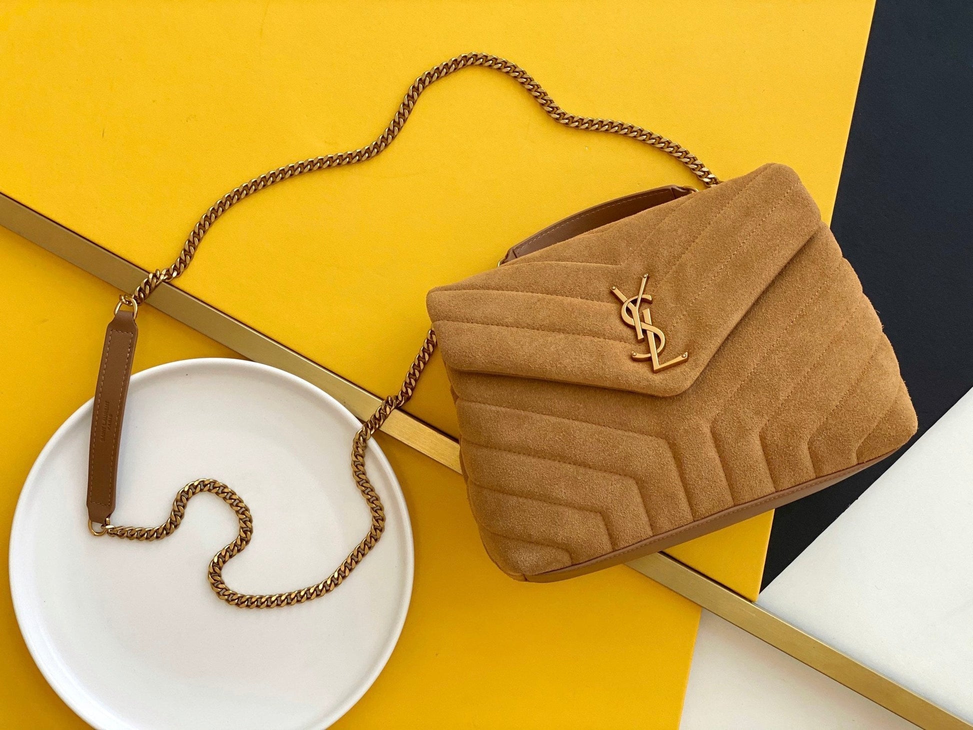 YSL Saint Laurent YSL Top Quality Loulou Chain Bag In Brown Gold Travel Bag