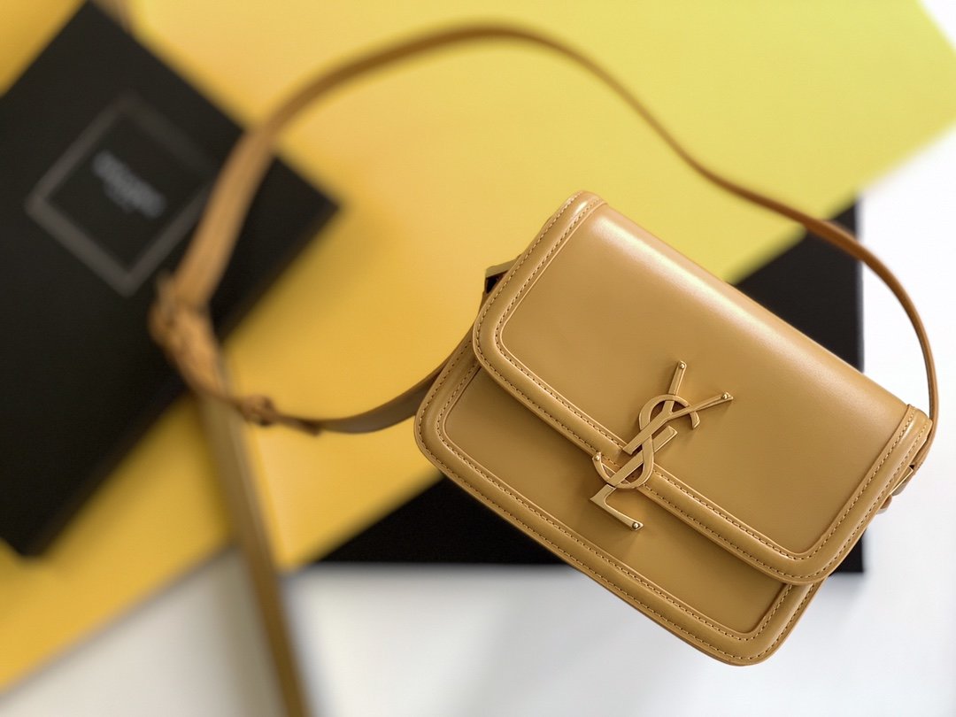 YSL Saint Laurent Solferino Box 7in 19cm Brown Small Satchel Bag