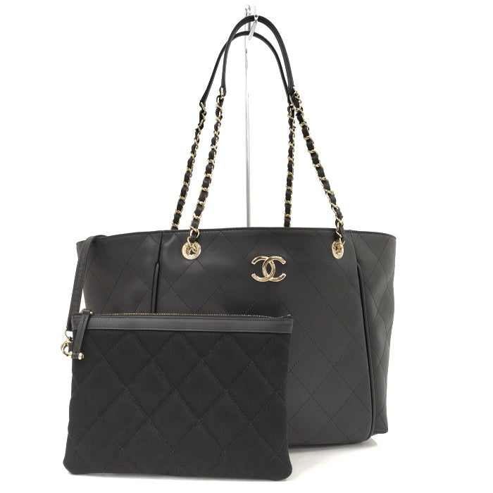 Chanel Shoulder Bag Wild Stitch Leather Black