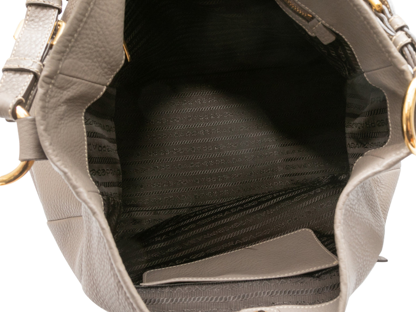 Prada Hobo Tote Bag Leather Gray