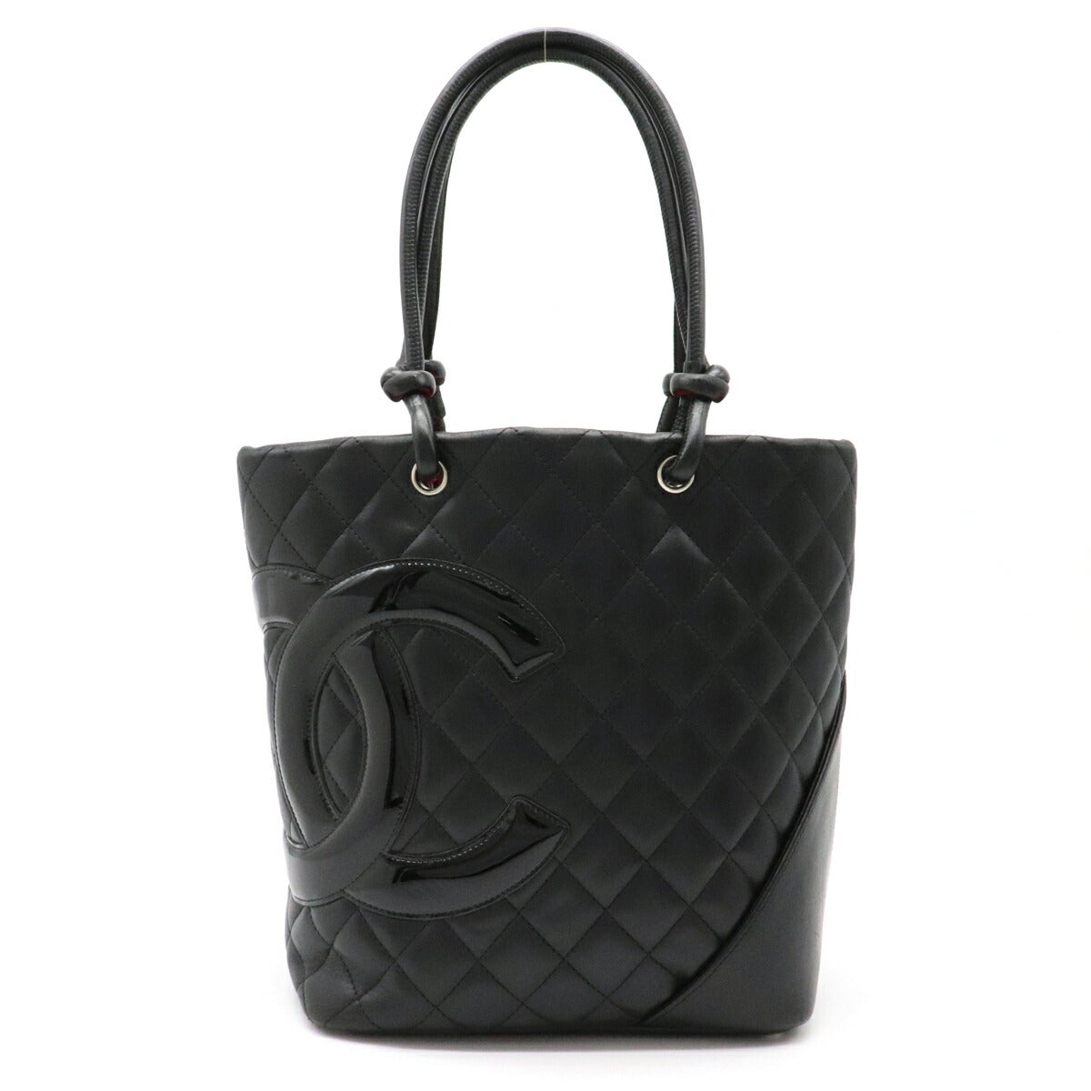 Chanel Cambon Line Tote Bag Soft Calf Enamel Black Medium Black 1