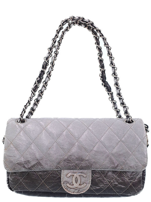 Chanel Gray Gradient Chain Shoulder Bag Leather Matelasse