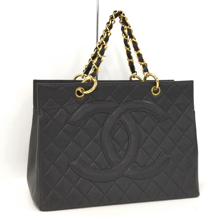 Chanel Gst Tote Bag Caviar Skin Matelasse Black Black 1