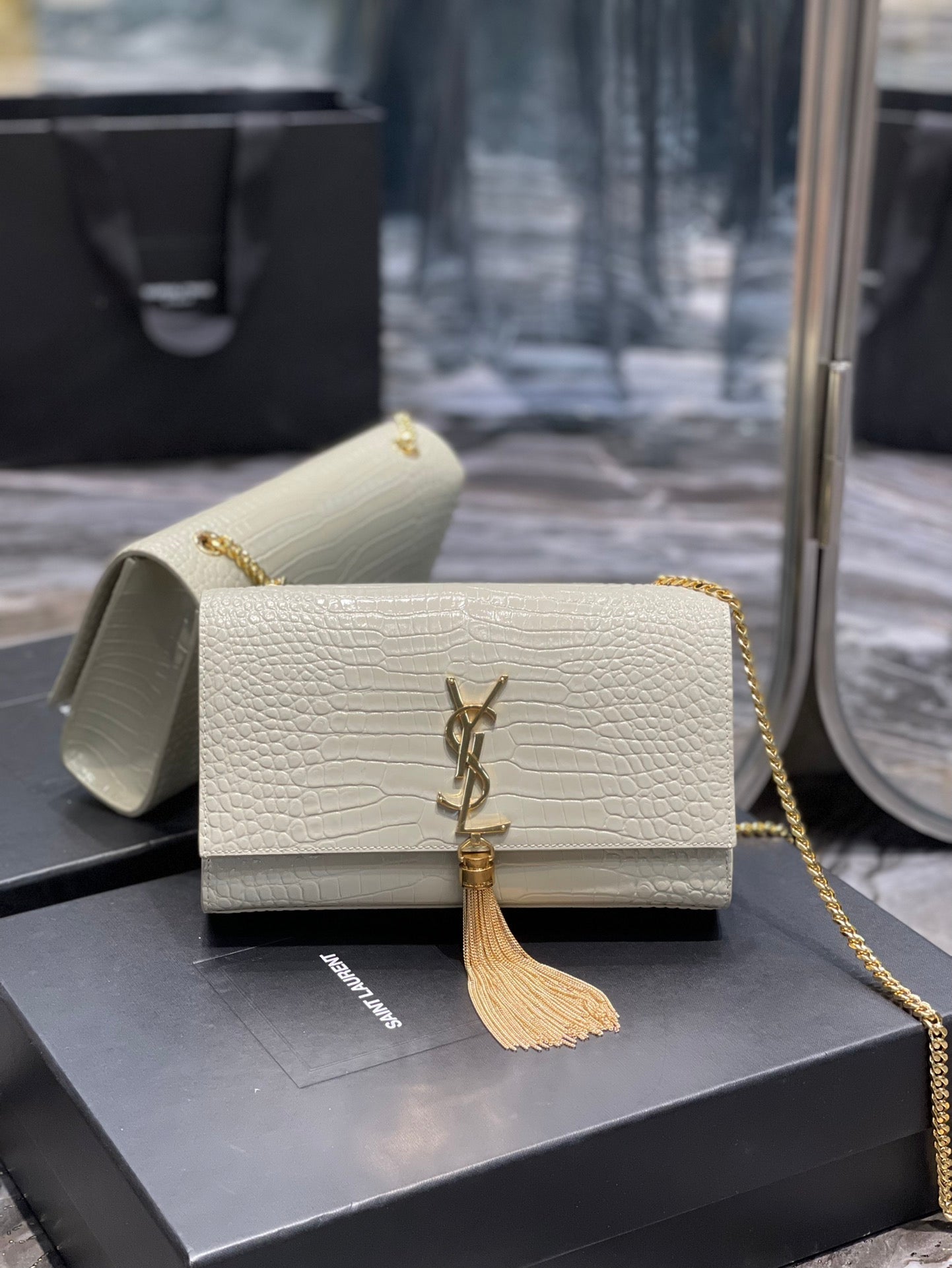 YSL Saint Laurent Ysl Saint Laurent Kata Medium Chain Bag White Travel Bag