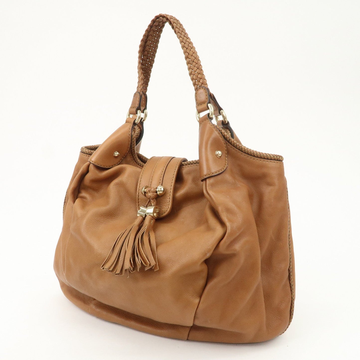 GUCCI Marrakech Leather Shoulder Bag Hand Bag Brown 257029