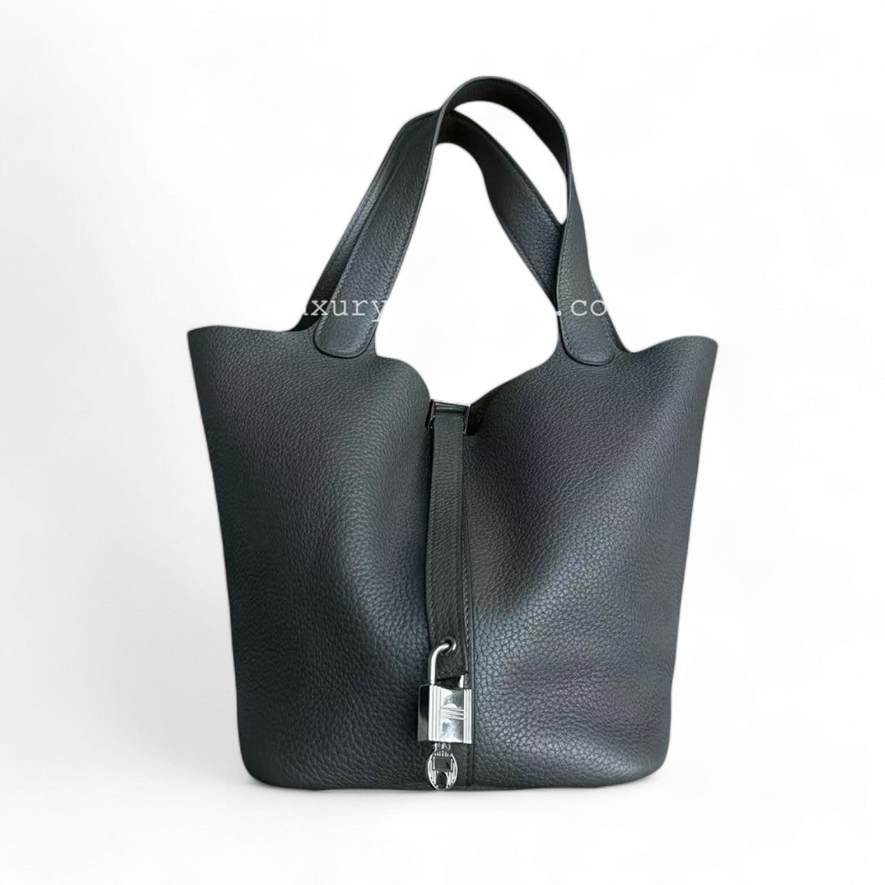 Hermes Picotin Clemence Tc Vert Bronze Palladium Hardware Handbag Silver Travel Bag