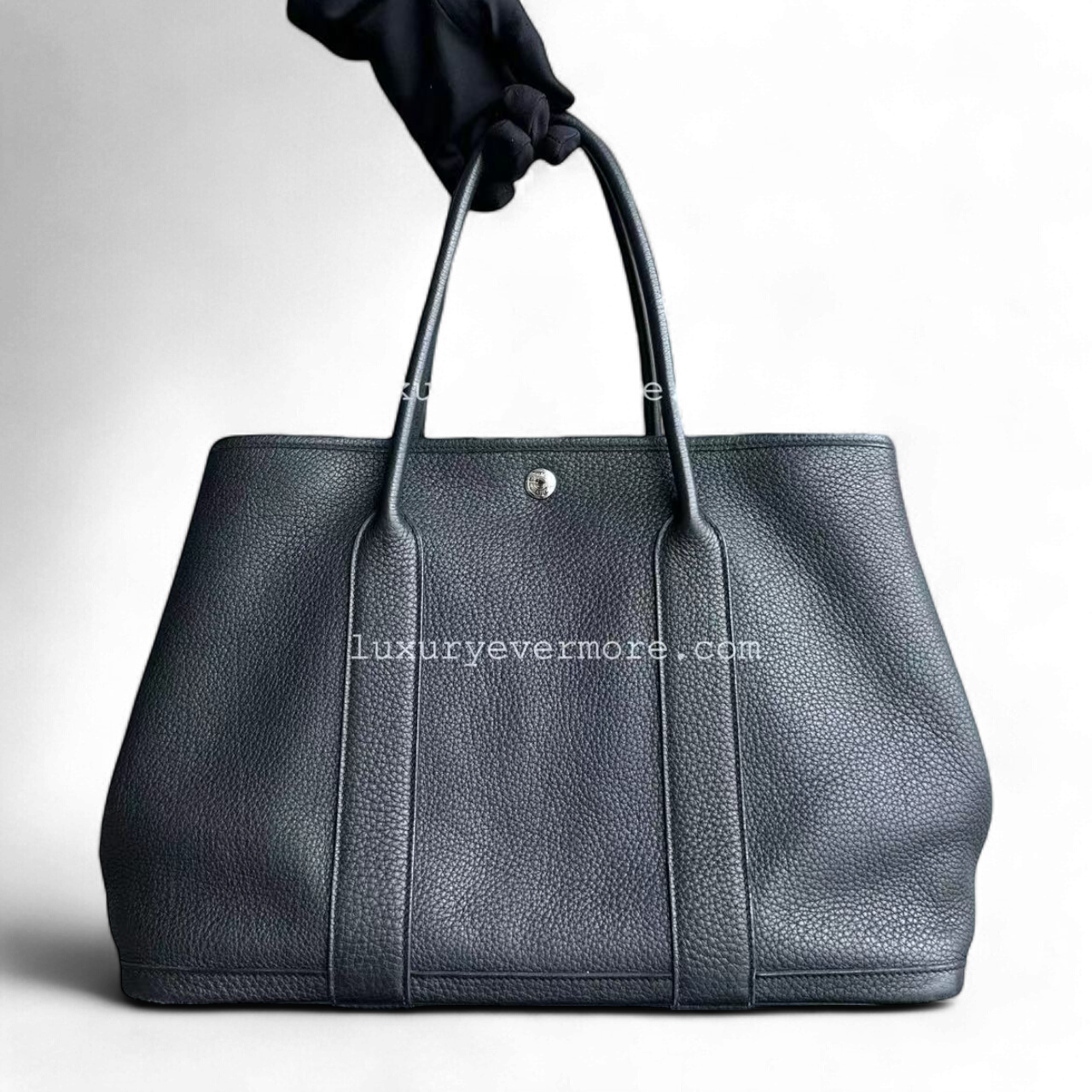 Hermes Garden Party Negonda Noir Hardware Handbag Black Silver Travel Bag