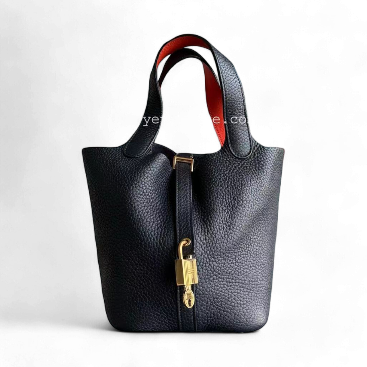 Hermes Picotin Stamp Clemence Midnight Hardware Handbag Blue Gold Travel Bag