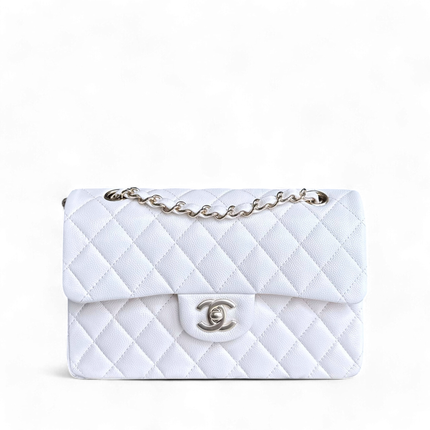 Chanel Classic Flap Small - Caviar 23CM Quilted White Light Gold Hardware Series 31