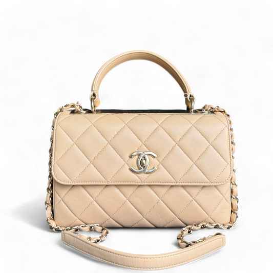 Chanel Trendy CC - Small 25CM Quilted Lambskin Beige Gold Hardware Series 26
