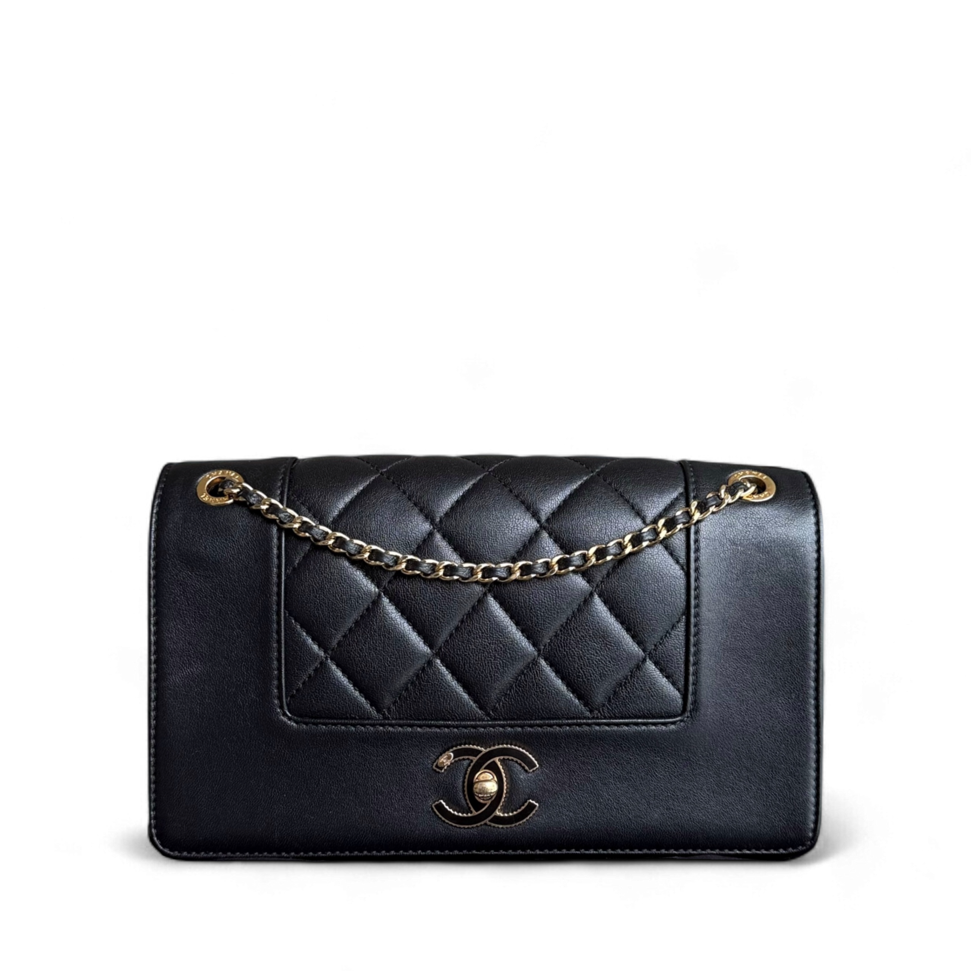 Chanel Mademoiselle Medium - 25CM Quilted Lambskin Black Gold Hardware Series 21 & Half of amount for Chanel Classic Flap BLACK CAVIAR GHW MEDIUM & Balance of Chanel Classic Flap Medium - Caviar 25CM Quilted Cream white Gold Hardware