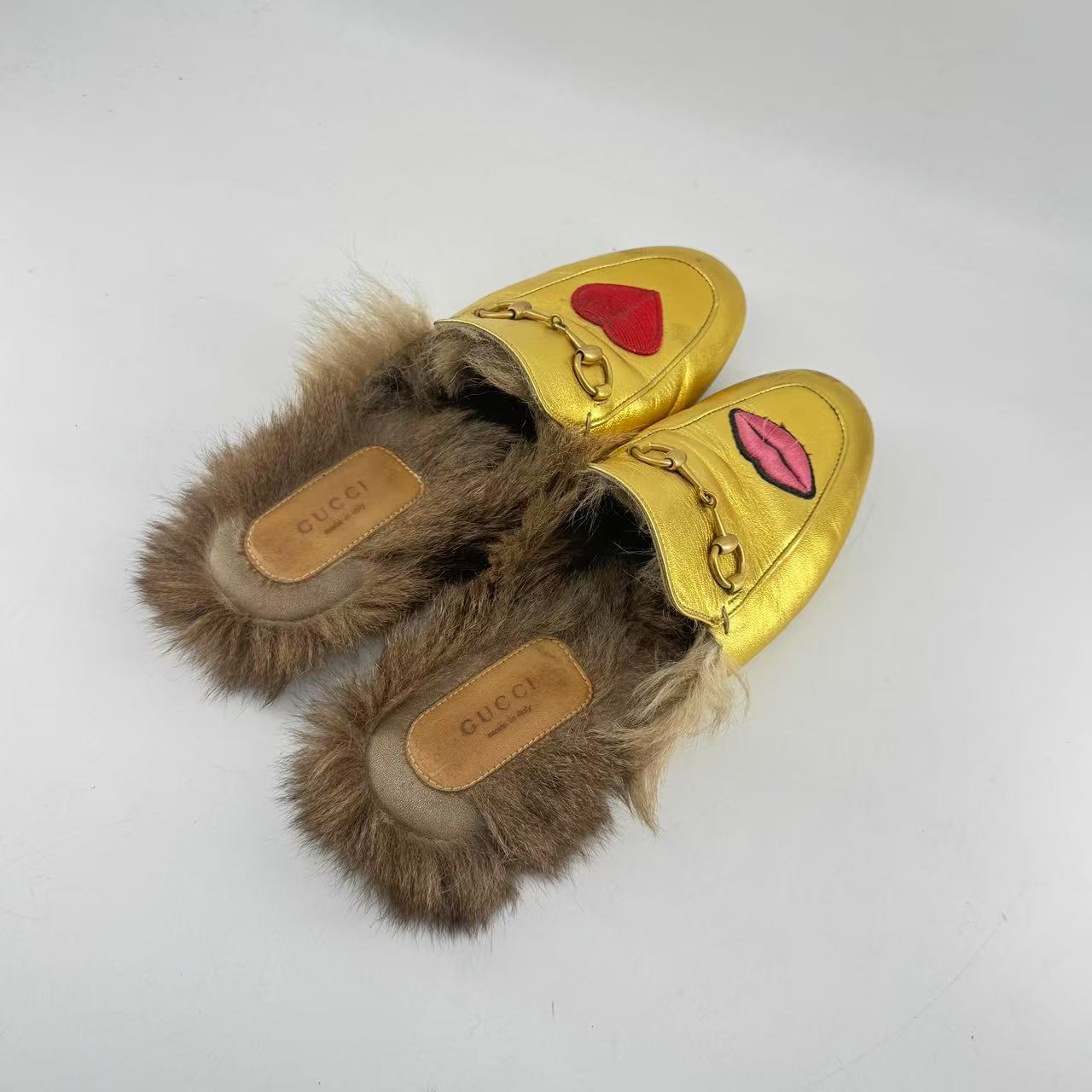 Gucci Princetown Heart Lips Loafers