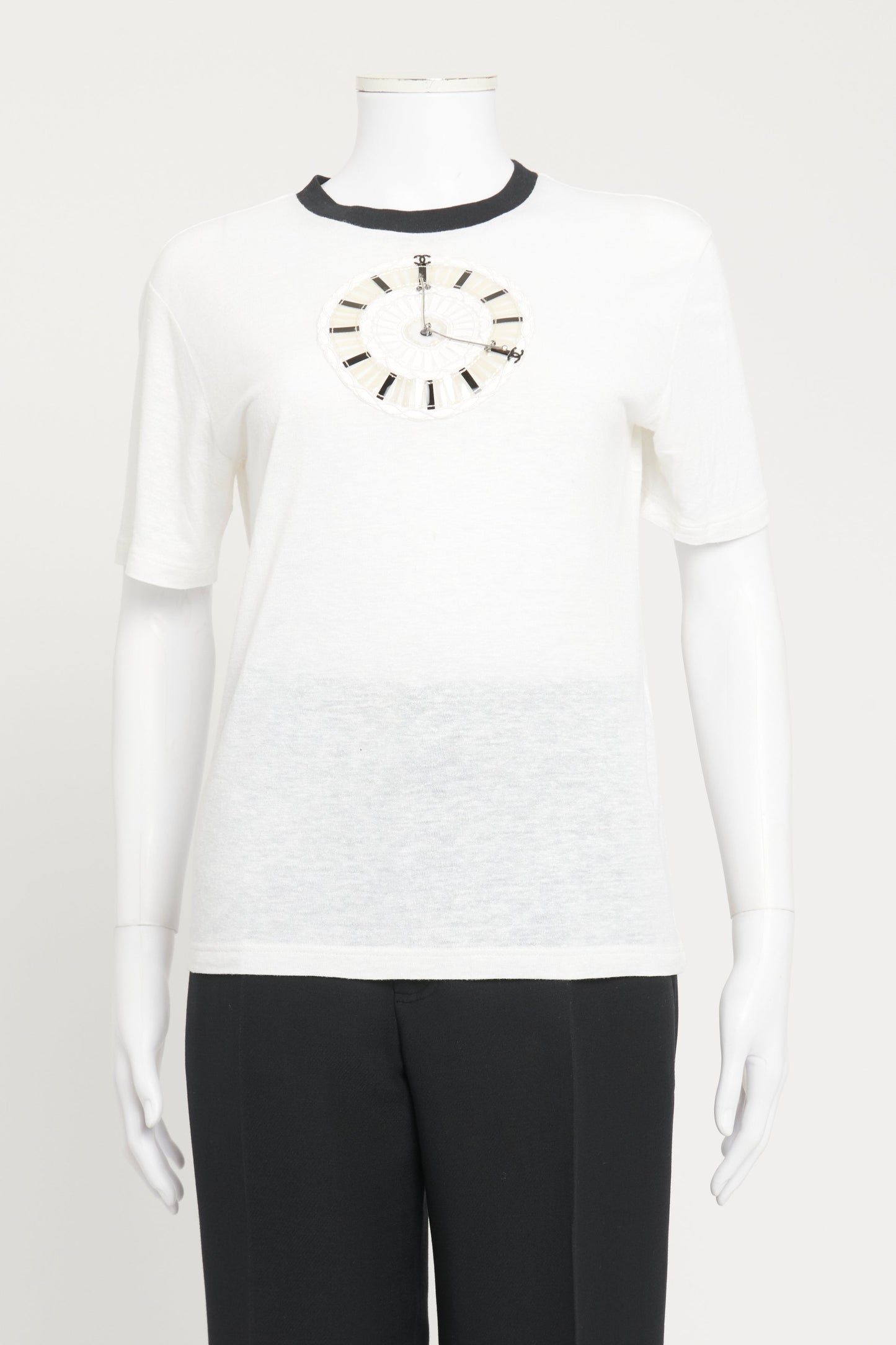 Ivory Clock-Motif Chanel T-Shirt