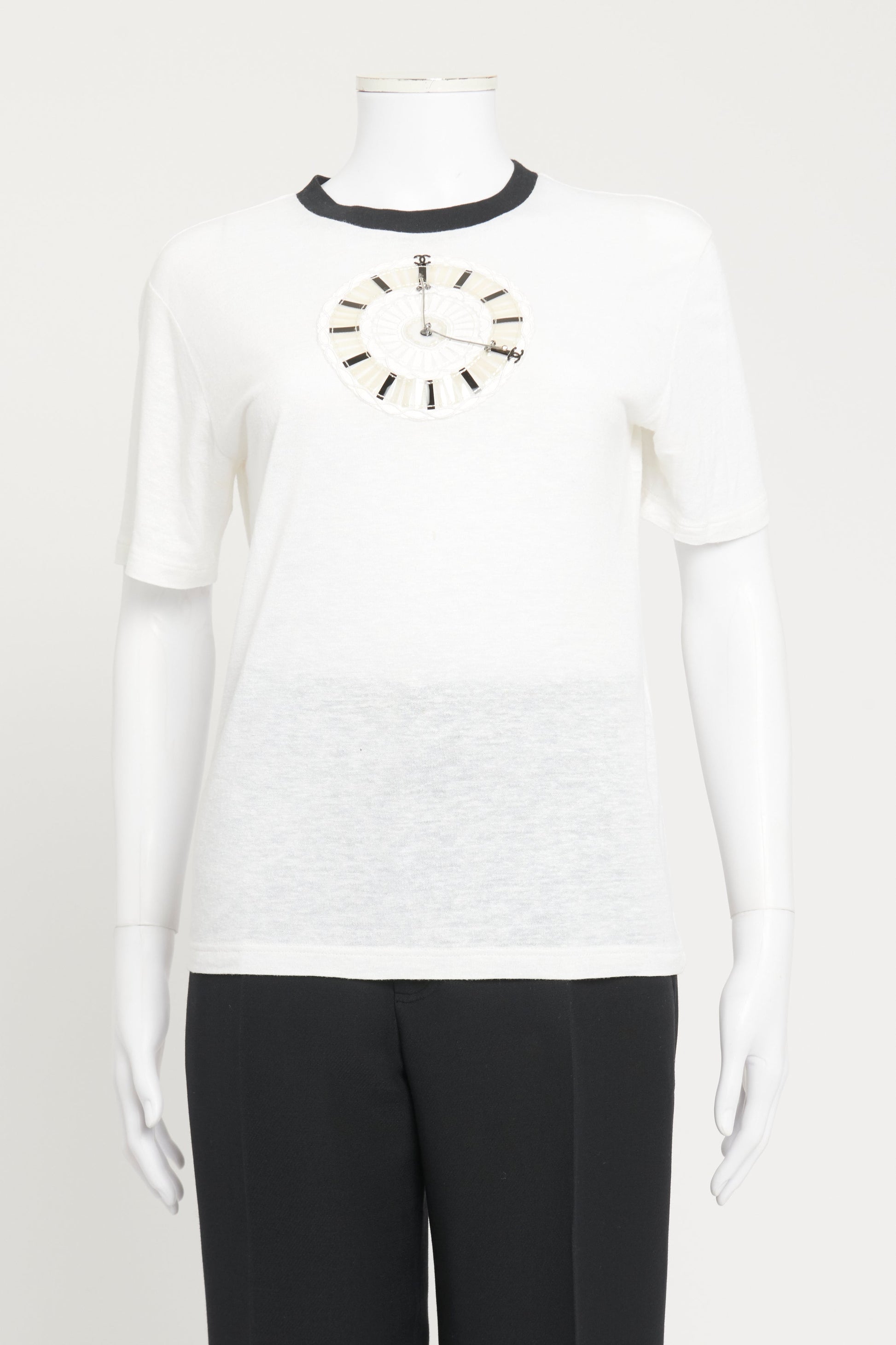 Ivory Clock-Motif Chanel T-Shirt
