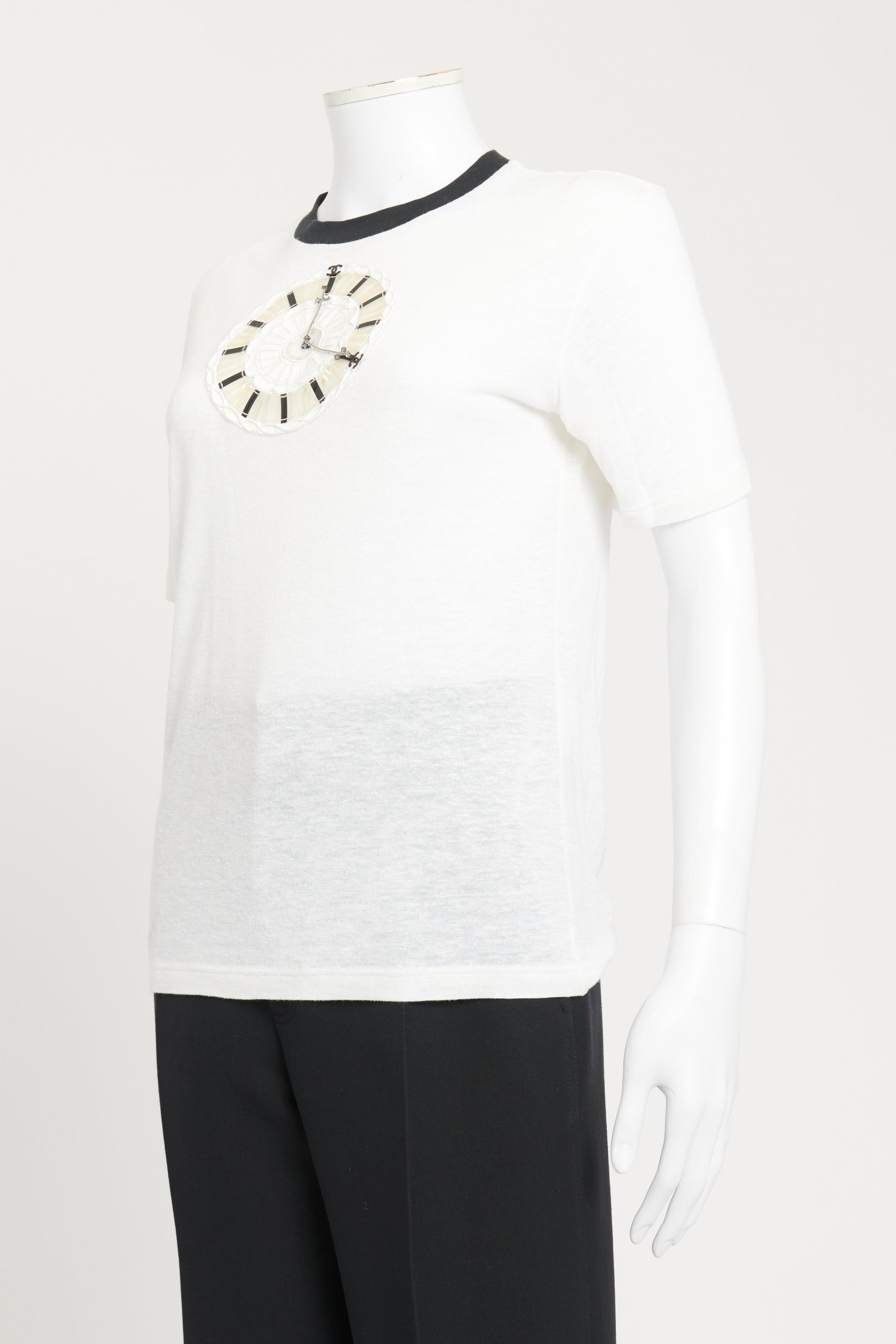 Ivory Clock-Motif Chanel T-Shirt