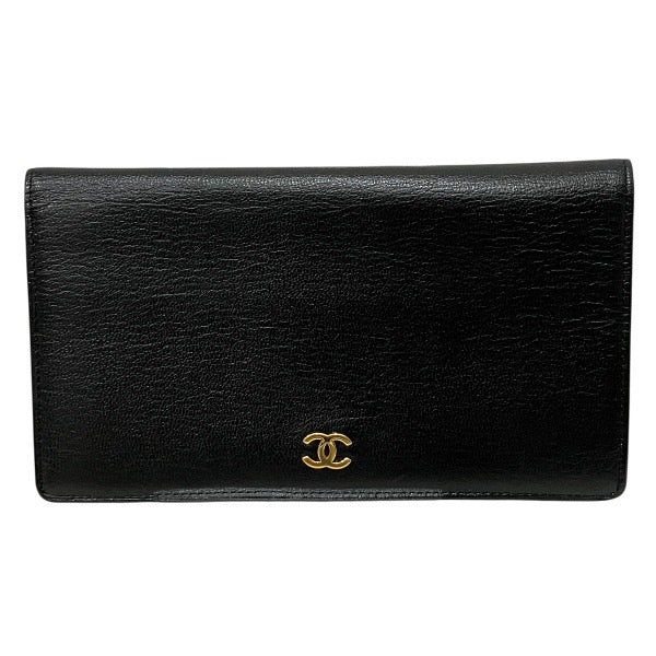 Chanel Coco Mark Leather Long Wallet
