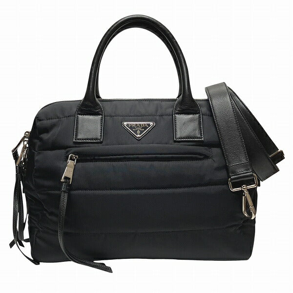 Prada Tessuto Bomber 2Way Bag Leather Nylon Travel Bag