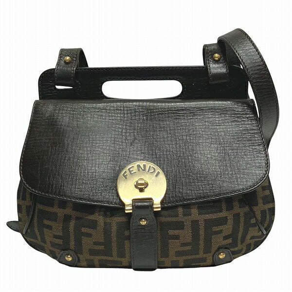 Fendi Zucca Shoulder Bag Leather Canvas Shoulder Bag 2
