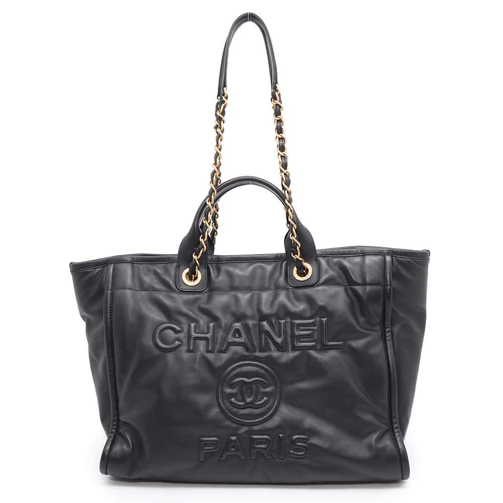 Chanel Deauville embossed BlackAS3257 Lambskin Tote Bag