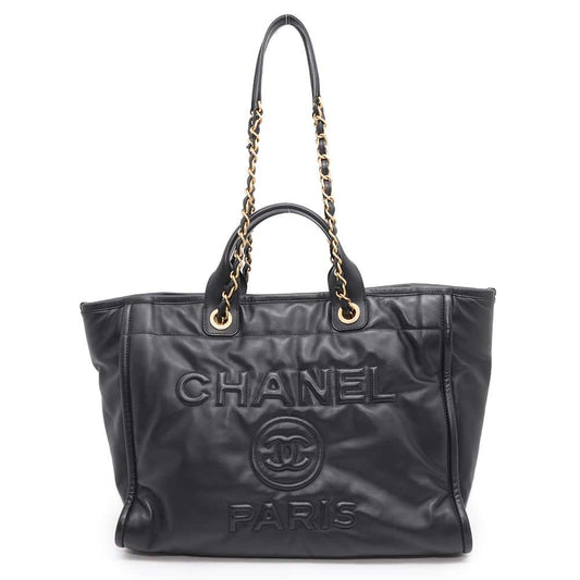 Chanel Deauville embossed BlackAS3257 Lambskin Tote Bag