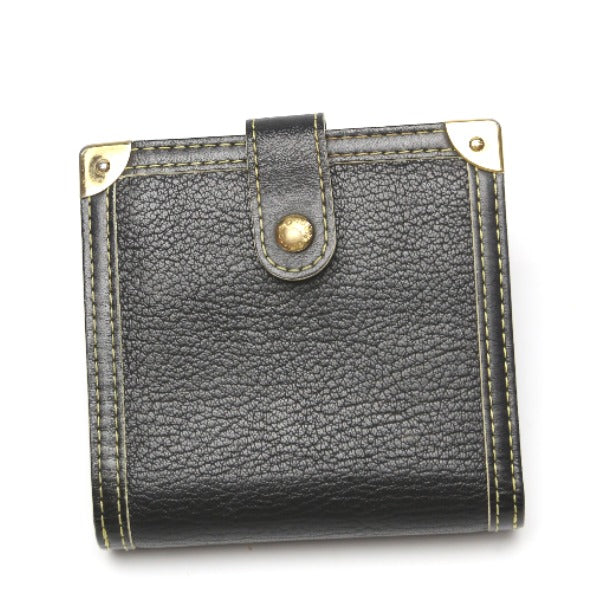 Louis Vuitton Bifold M91828 Fastener Coin Pocket Leather Black Wallet Case