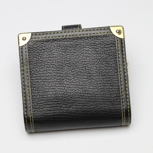 Louis Vuitton Bifold M91828 Fastener Coin Pocket Leather Black Wallet Case
