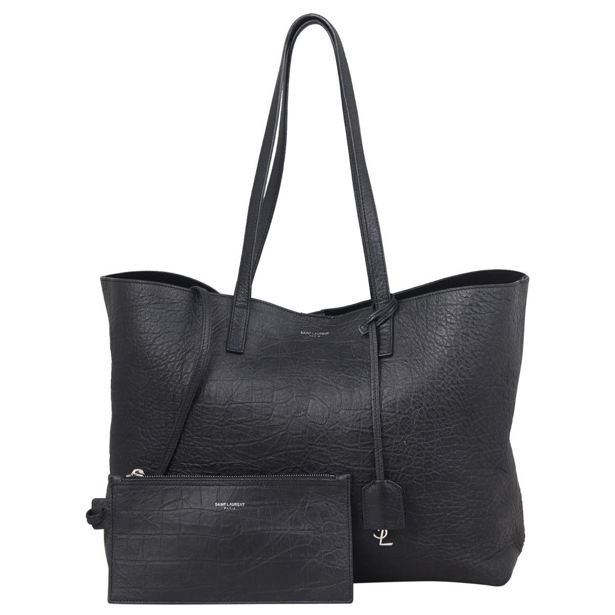 YSL Saint Laurent Shopping Tote Croc Embossed Tote Bag