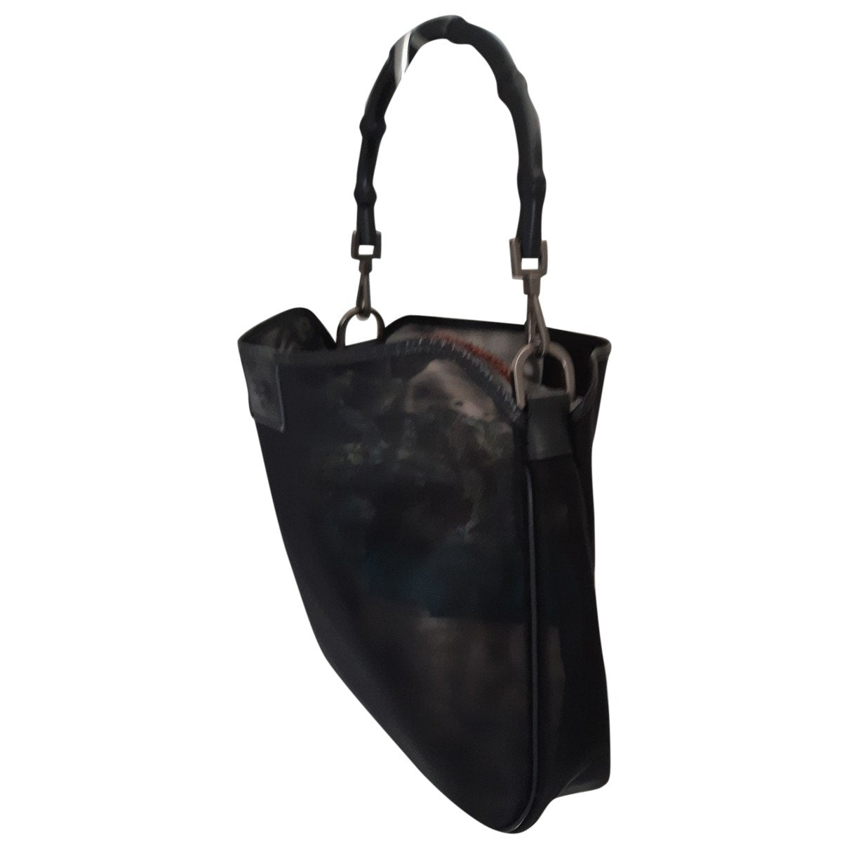 Gucci bamboo black synthetic handbag