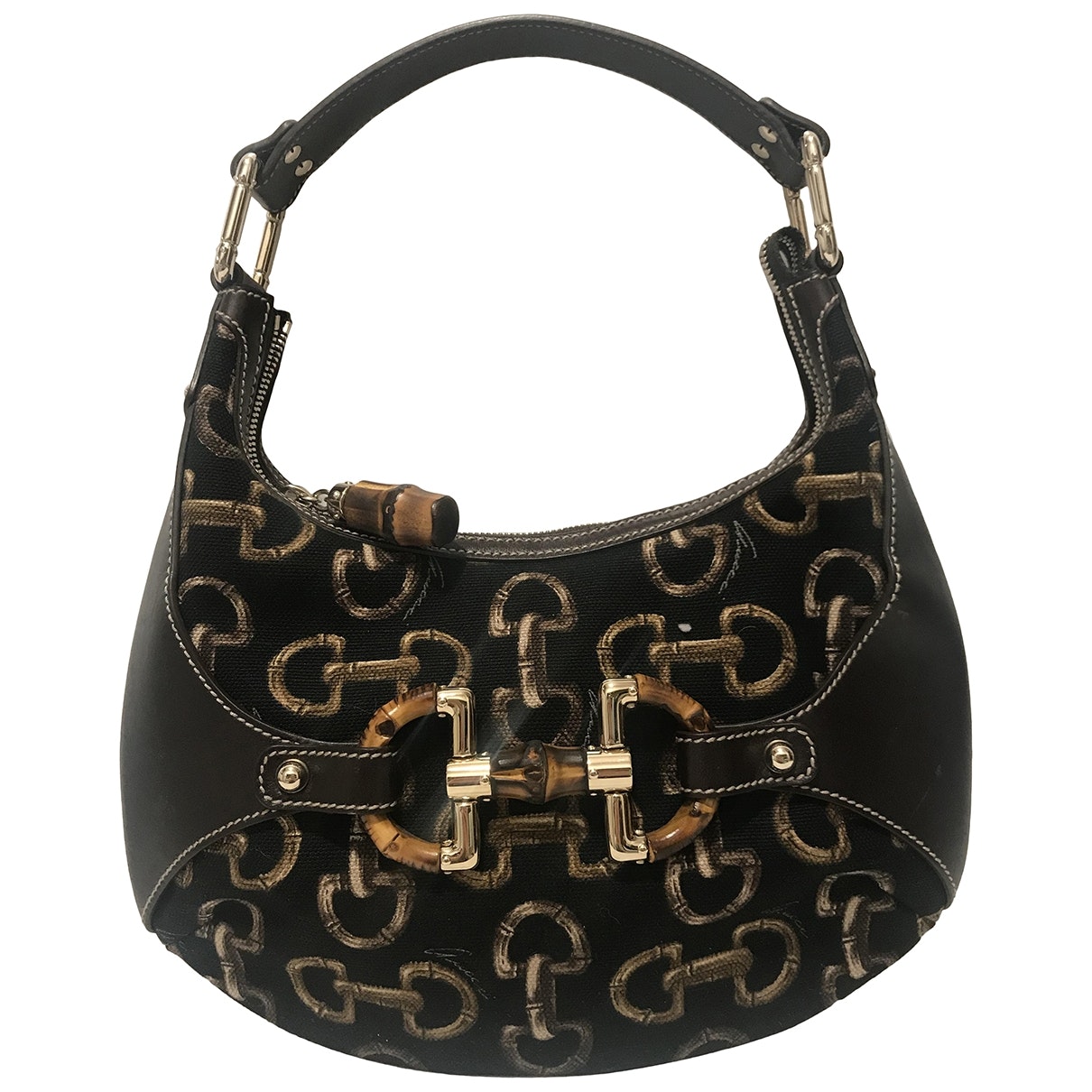 Gucci bamboo brown leather clutch bag