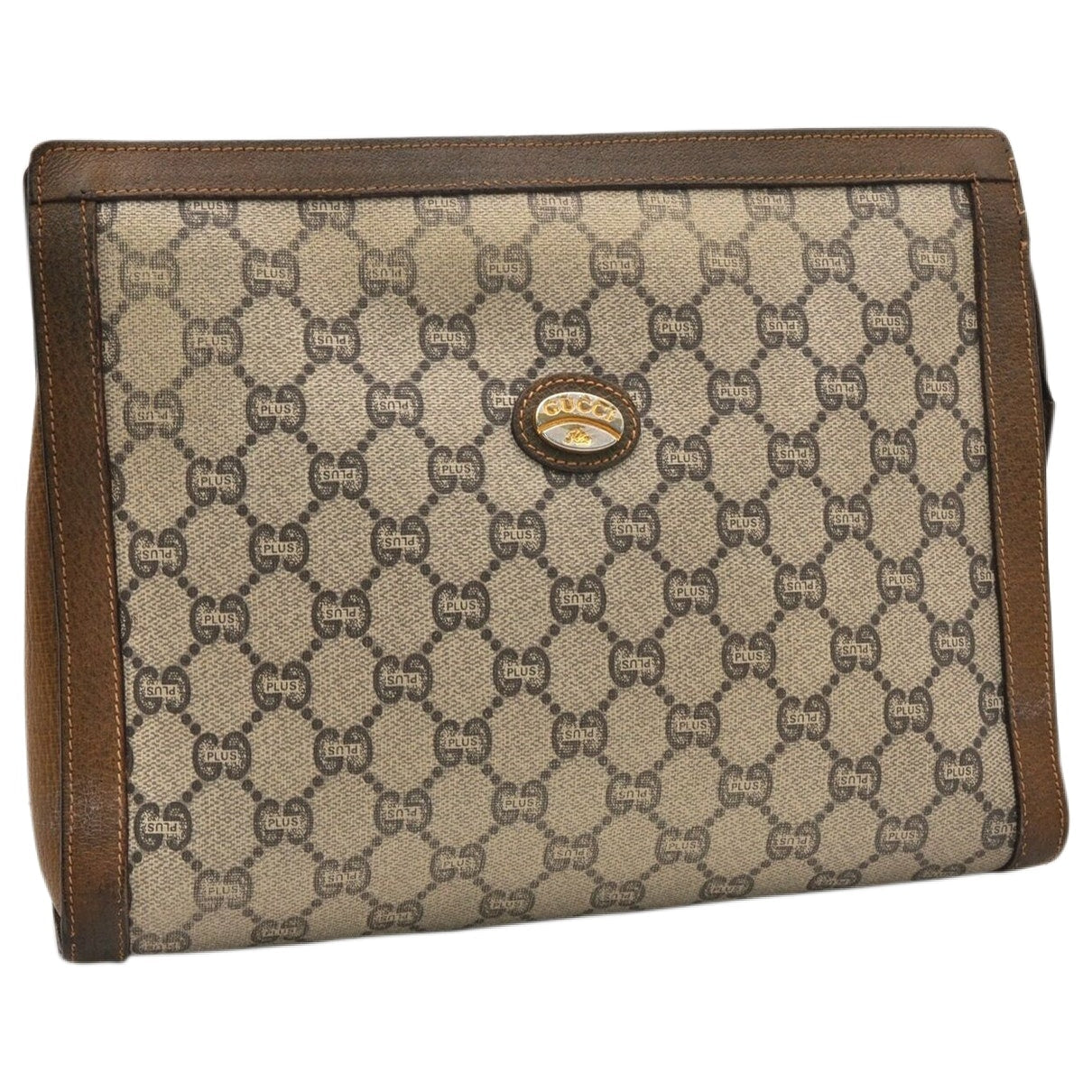 Gucci brown cloth clutch bag
