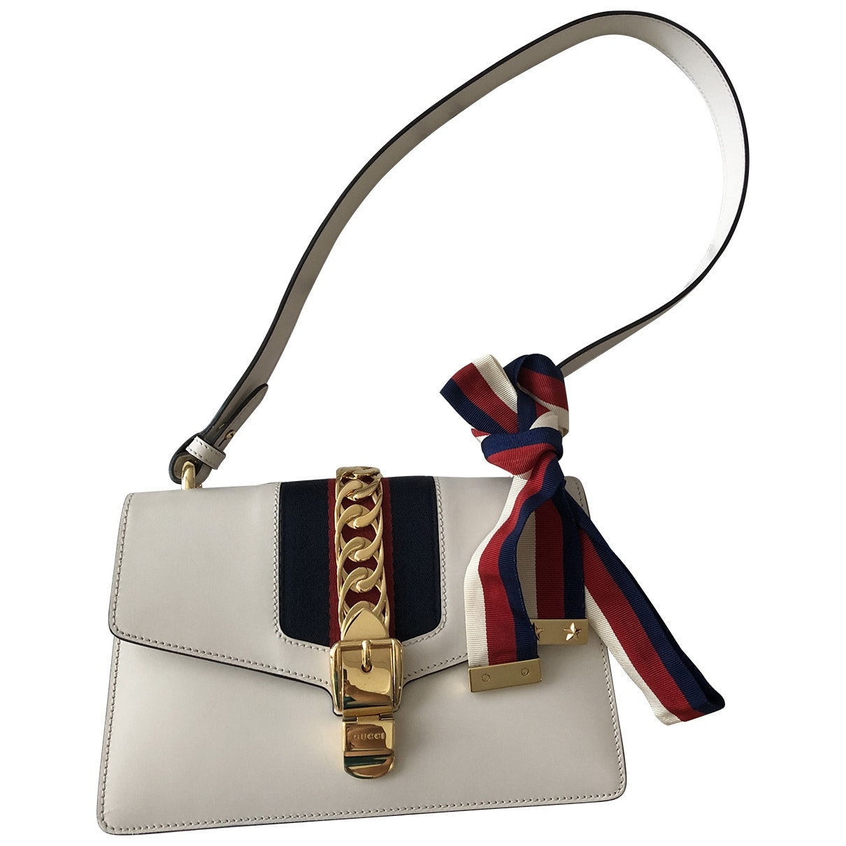 Gucci sylvie white leather handbag