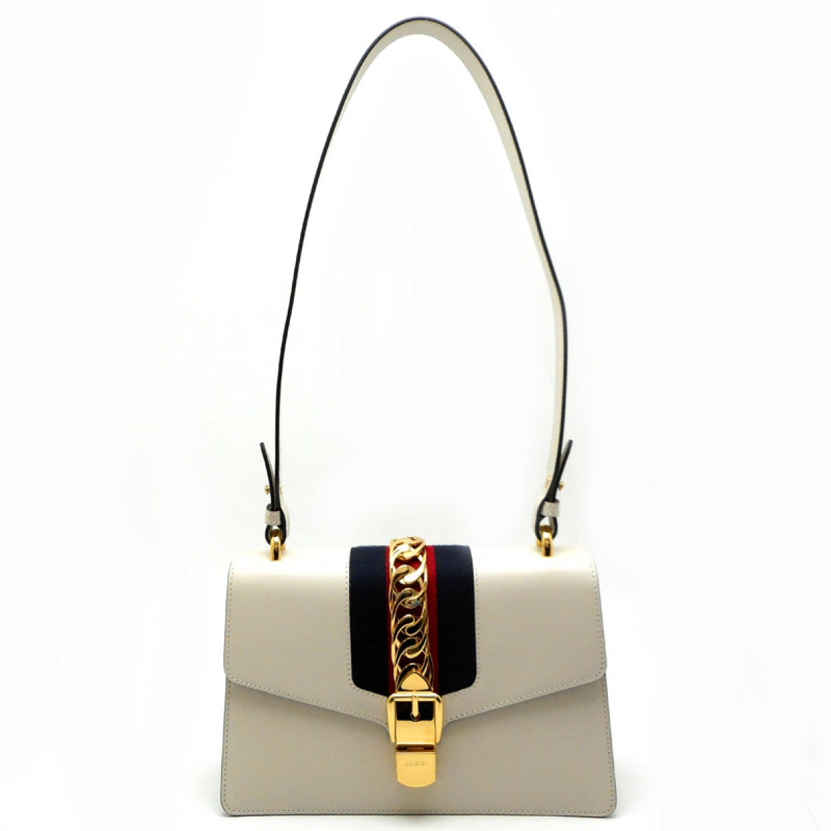Gucci sylvie white leather handbag