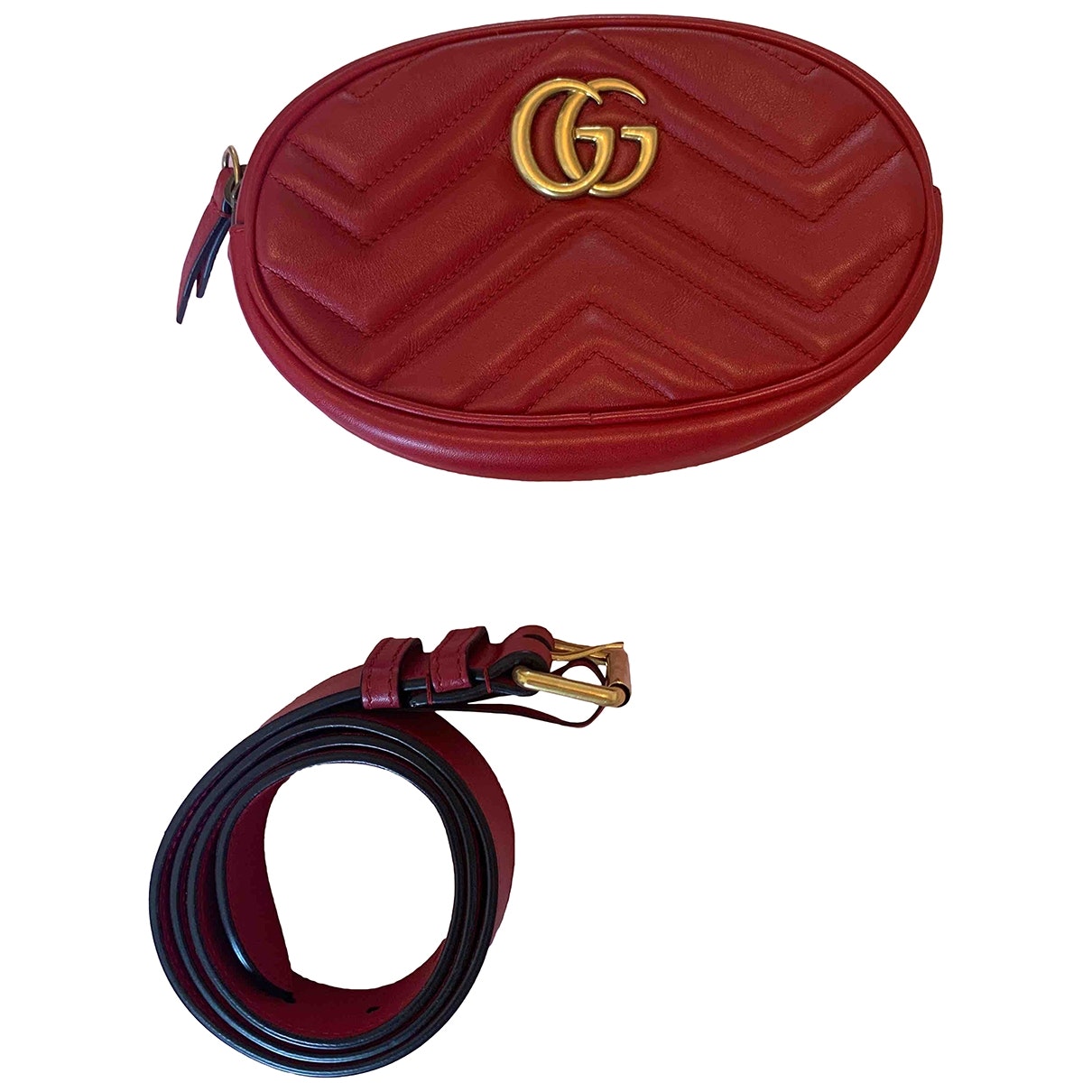 Gucci marmont red leather clutch bag