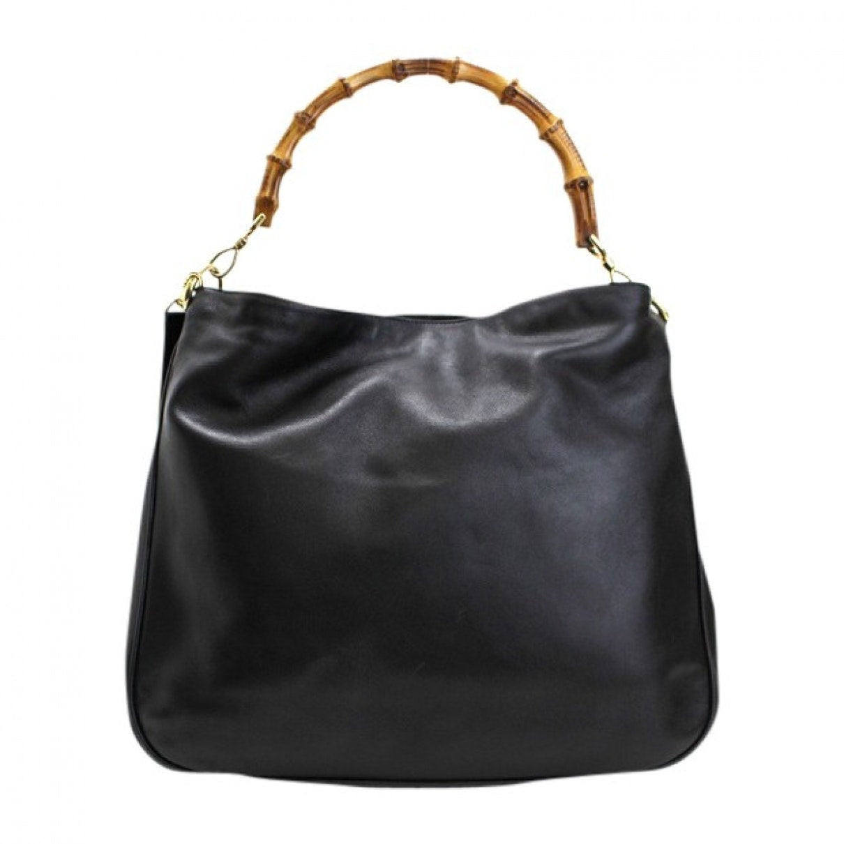 Gucci bamboo black leather handbag