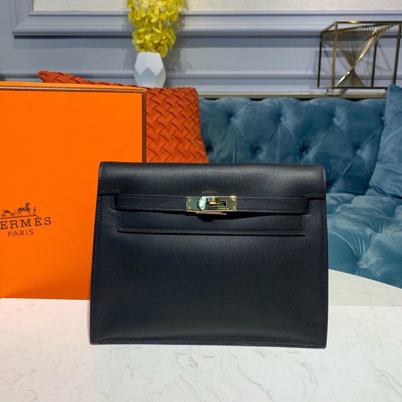 Top Quality Kelly Danse Ii Bag Swift Black Gold Travel Bag