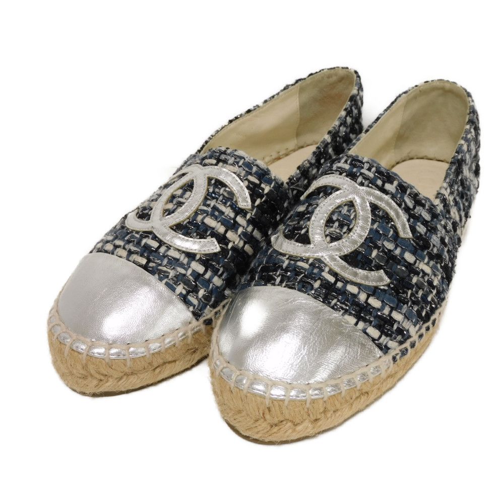 Chanel Slip-on tweed Navy CC mark COCO Handbag